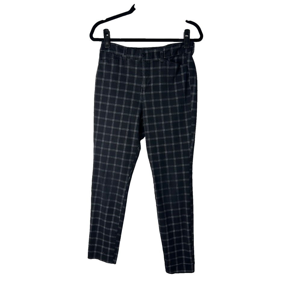 Old Navy High Rise Pixie Never Fade Ankle Pants Sz 8 Black Plaid Windowpane Grid